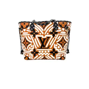 Pre-owned Louis Vuitton leather Tote Bags Crafty Neverfull MM Yellow Monogram Giant Tote Handle Bag LV2000