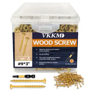 Yellow Wood Screws with FREE T25 Bit Carbon Steel Self-Tapping Screws for Deck Fence And Wood Flooring DIY Tool Kit