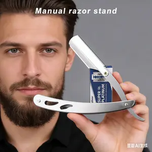 Men's Premium Straight Razor Set with 1 Handle + 10 Blades, Perfect for Facial Beard Care and Accessories, High-Quality Smooth Shaving Experience