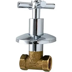 1Pc Chrome Concealed Shower Shut Off Valve, Straight Water Flow Control Water Pressure Regulator Replacement Part with Cross Handle for Bathroom Shower Pipe