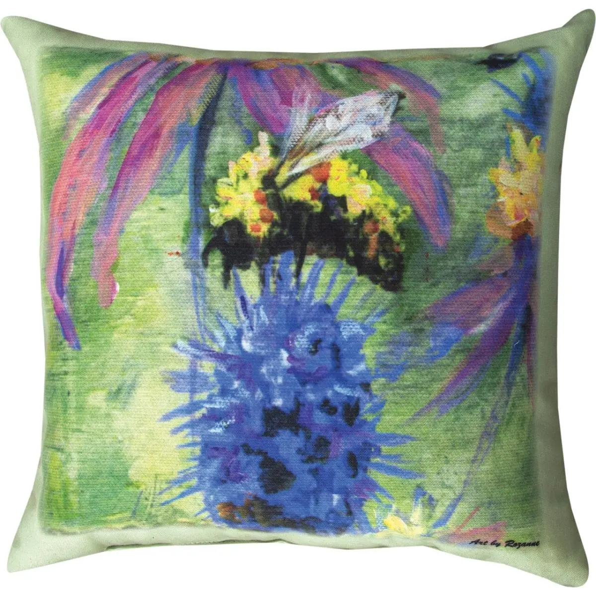 212 MAIN Manual Woodworkers Climaweave SLSBOP 18x18 in. Bumblebee On Purple Outdoor Pillow, Creative Decorative Cushion