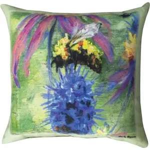 Manual Woodworkers SLSBOP 18 x 18 in. Bumblebee On Purple Outdoor Pillow