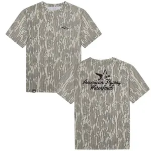 Mossy Oak American Flyway Waterfowl Printing On Original Bottomland Camouflage Camo T-Shirt – Soft & Breathable Tee