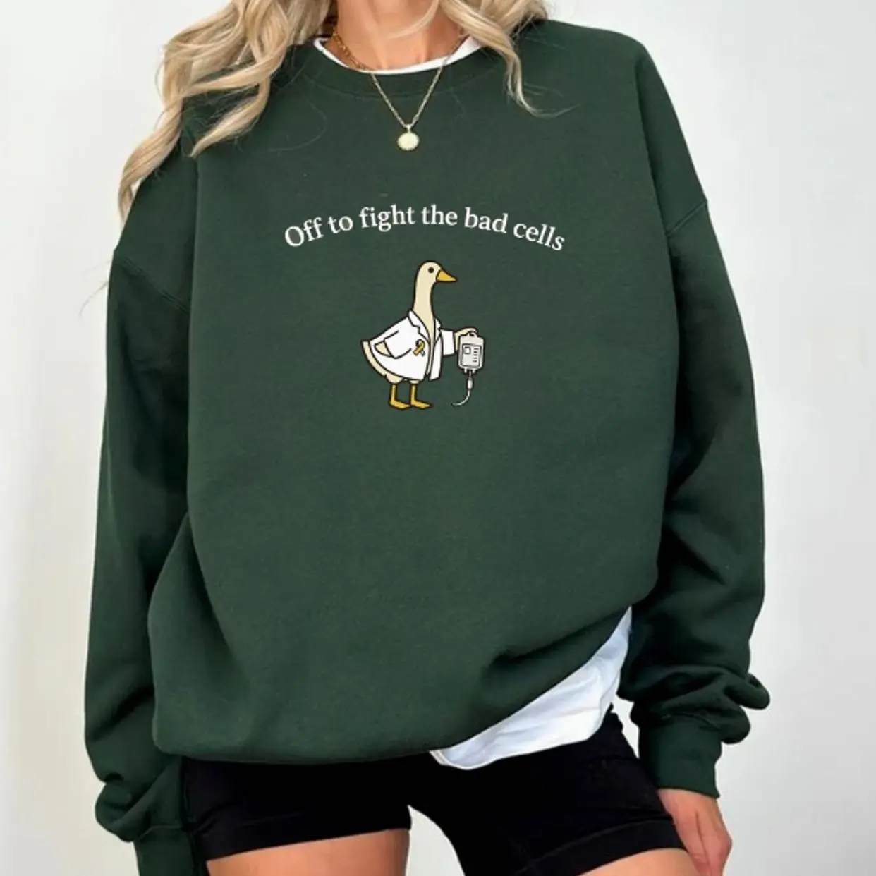 Cancer Awareness Goose Sweatshirt, Chemo Support Crewneck, Oncology Nurse Gift, Cancer Fighter Gift