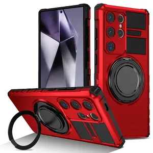 Creative Magnetic Stand Anti-Drop Shockproof Phone Case Cover, Compatible with Samsung Galaxy S25 Ultra S24 Ultra S23 Ultra S22 Ultra, Durable Protection, Accessories