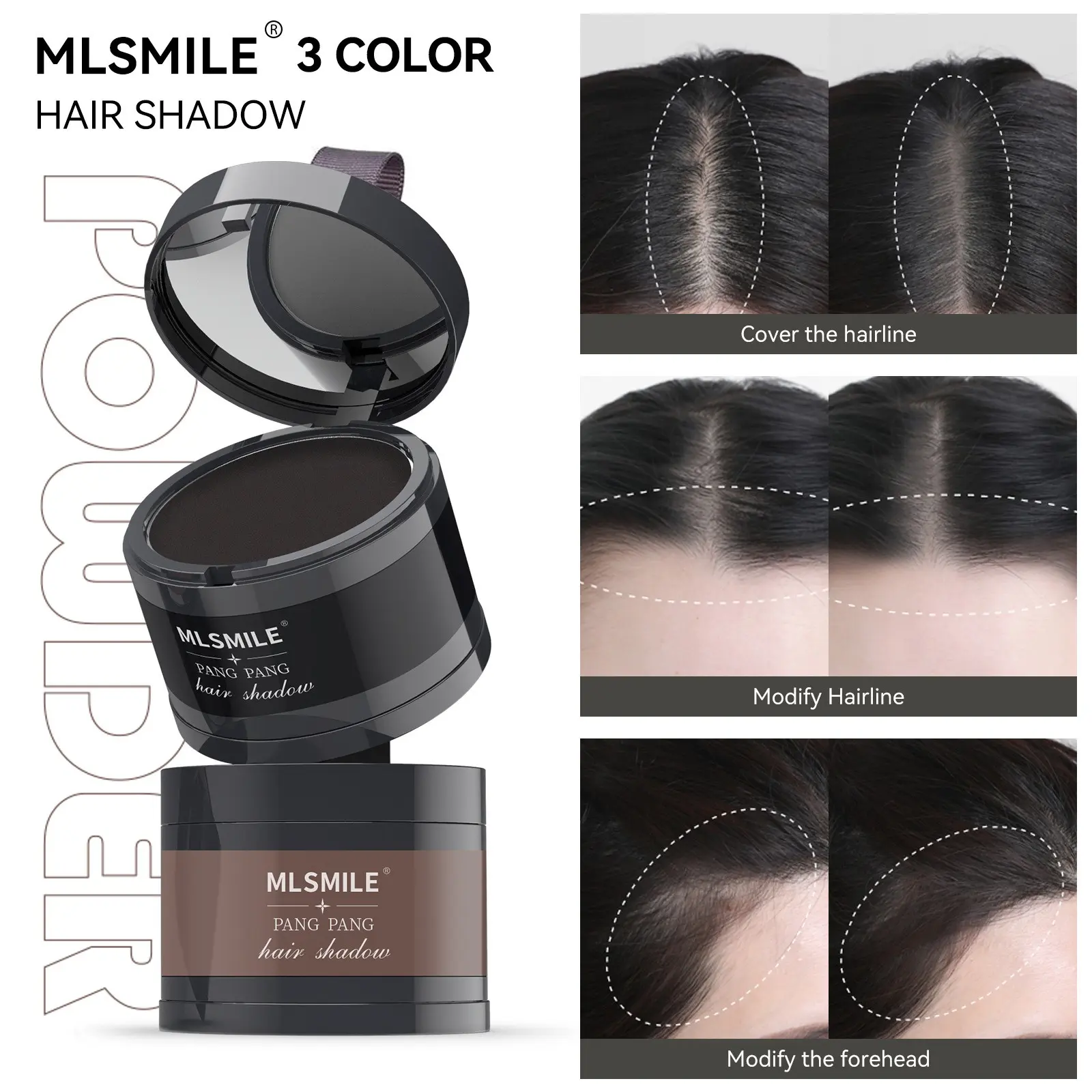Hairline Powder Set, Root Touch Up, Secret Weapon for Receding Hairlines, Fine Powder Formula, Finely Milled Powder, Lightweight, Natural Full Look, Daily Makeup & Special Occasions, Hairline Shaping Powder
