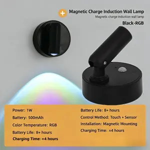 1-piece LED multifunctional wireless spotlight, multiple color modes, adjustable brightness, perfect for plants and artwork - no-drill installation, touch control, available in white and black, suitable for bedrooms, living rooms, hallways, artwork lig