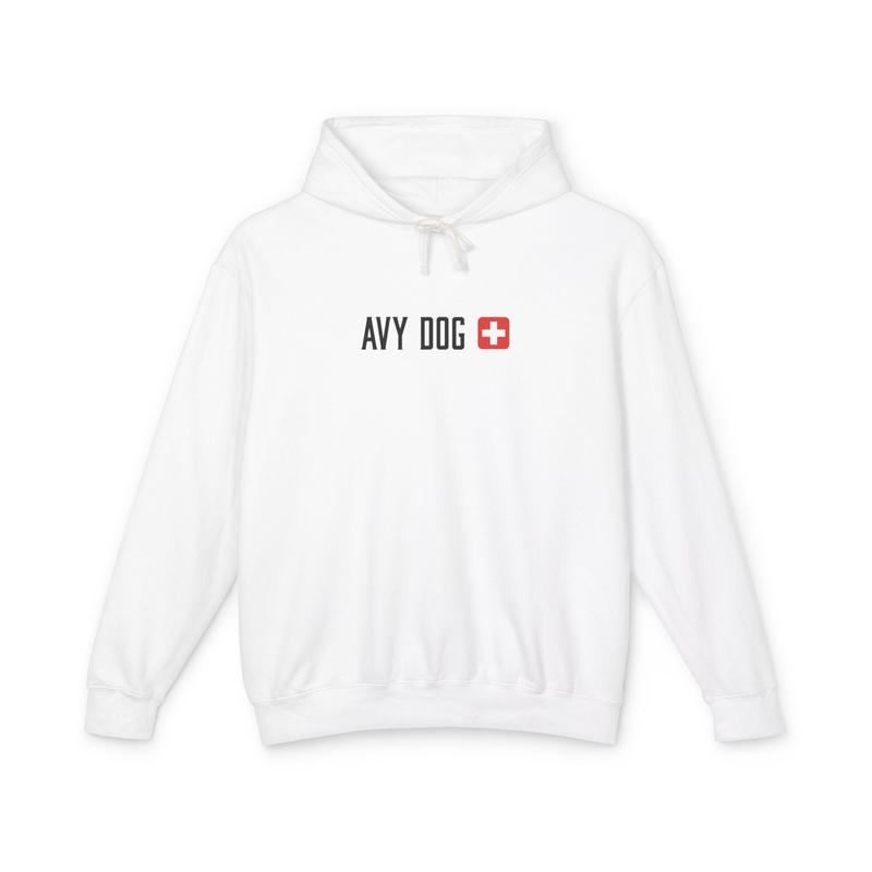 Avy Dog Hoodie — Minimal Swiss Cross Lightweight Pullover