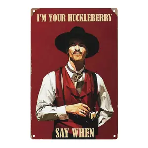 Man Cave Decor West Cowboy Movie Metal Sign Doc Holiday Tinplate  signs Vintage Movie Posters Western Retro Wall Art Tinplate  Signs Cowboy Decor Gift for Fan 8x12 inches Decoration Industrial Painting Ornaments Artistic Photo