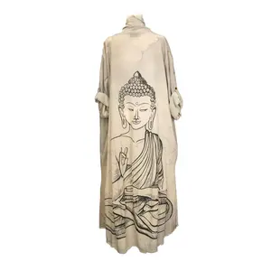 Duster with Buddha Print in Cream