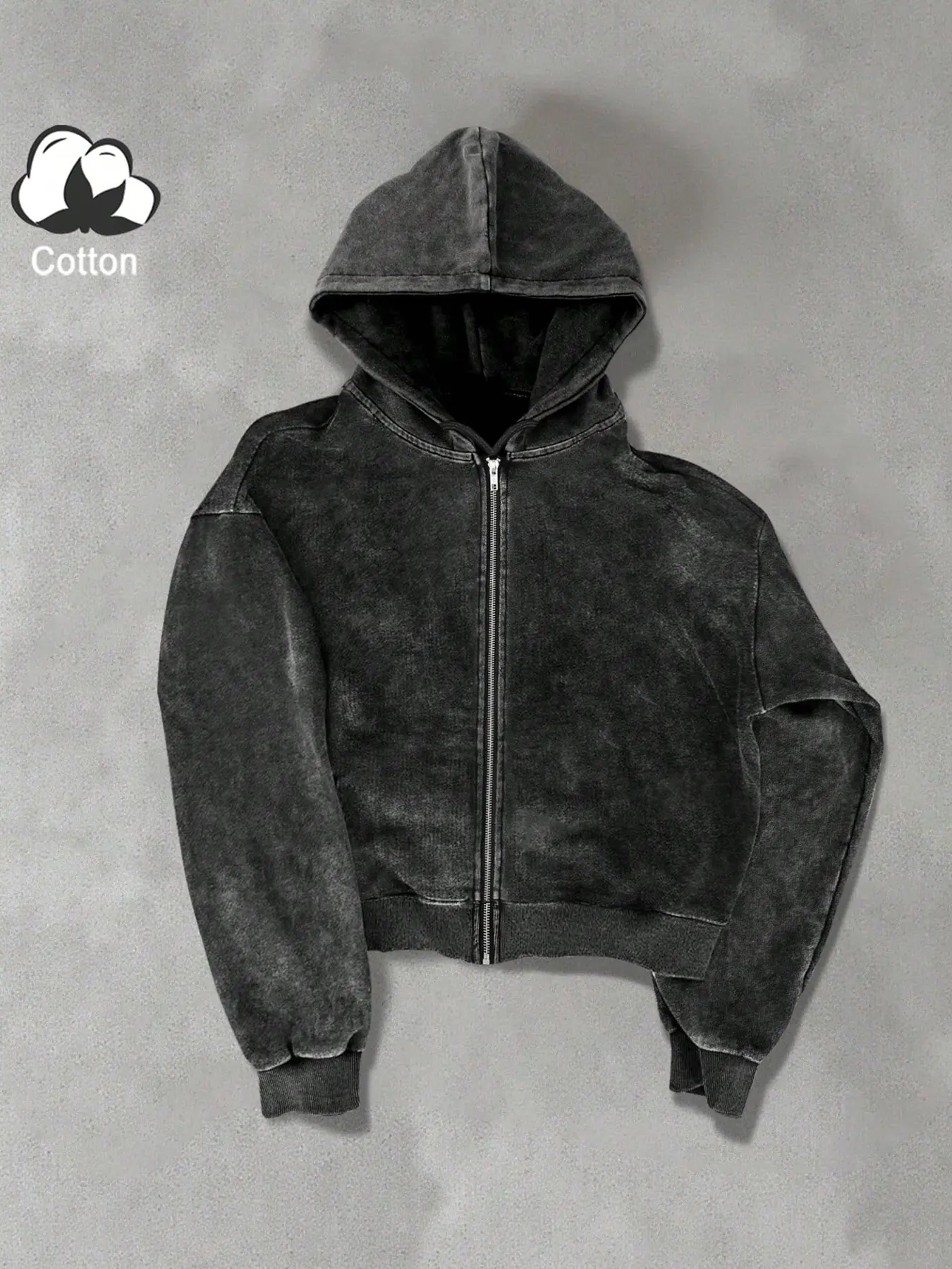 Men's Vintage Hooded Sweatshirt, Zipper Cardigan Washed Cotton, Casual Streetwear Fashion, Long Sleeve Fitted Pullover, Casual Hoodie, Hooded Top