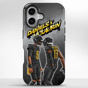AllStar, Daniels x McLaurin Black Duo Highlight MagSafe Tough Phone Case, For iPhone Series 11 To 17 ProMax, Shockproof Dual Layer Protection, Impact Resistant Build, Sports Fan Gift