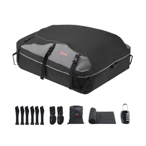 VEVOR Car Rooftop Cargo Carrier Bag, 21 Cubic Feet Cargo Carrier for Car Roof, 100 Waterproof 900D Oxford Cloth Roof Luggage Bag for All Vehicle with/without Rack- with Lock, Non-Slip Mat, Door Hooks