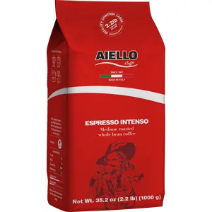 Aiello Caffé Italian Espresso Intenso Coffee Beans, Medium Roasted Whole Bean Coffee Blend