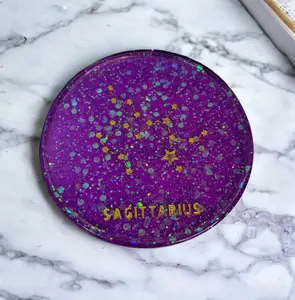 Sagittarius Zodiac Coaster - Stylish Tableware with Sparkling Design and Gold Accents