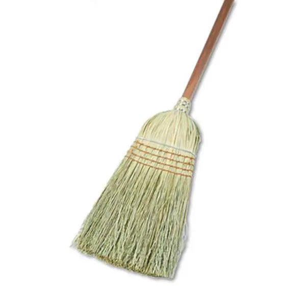 212 MAIN Heavy-Duty 42-in Long Handle Broom - Metal-Free Construction, Durable Yucca/Corn Fiber Bristles, Manual Push Broom, Natural Handle, Kitchen Cleaners, Home & Warehouse Supplies, Heavy Duty Cleaning Brooms, Brooms Natural Handle