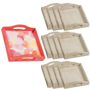 6" x 6" DIY Small Unfinished Wood Classic Serving Trays - 12 Pc.