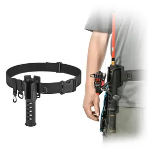 Fishing Rod Support Belt Adjustable With 2 Hooks Durable Polyester Material Waist Support Suitable For Outdoor Fishing Gear