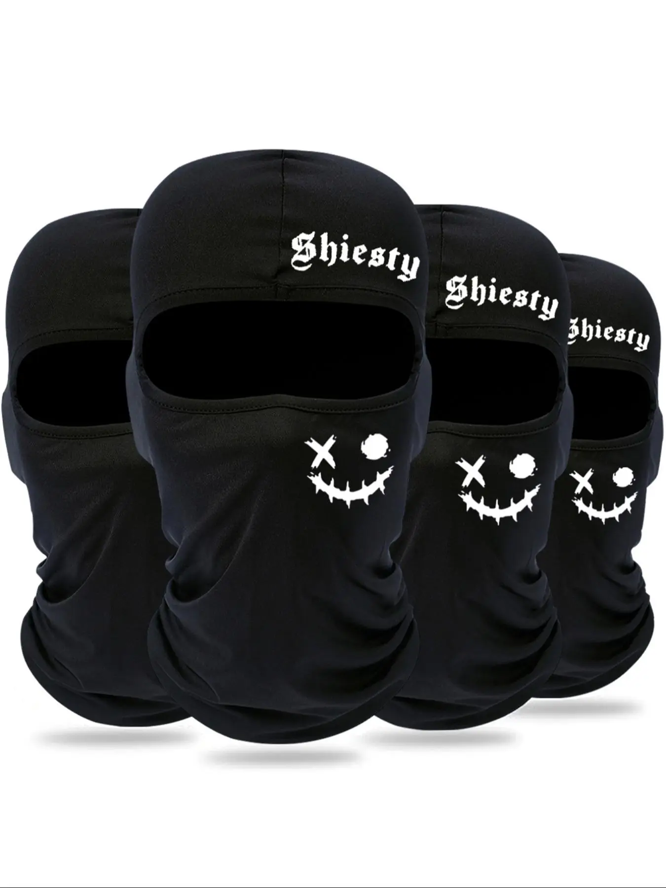 Letter & Smiling Face Print Balaclava Hat, Breathable Sun Protection Neck Gaiter, Balaclava Headwear, Summer Mask, Motorcycle Face Mask, Motorcycle Bandana for Men & Women