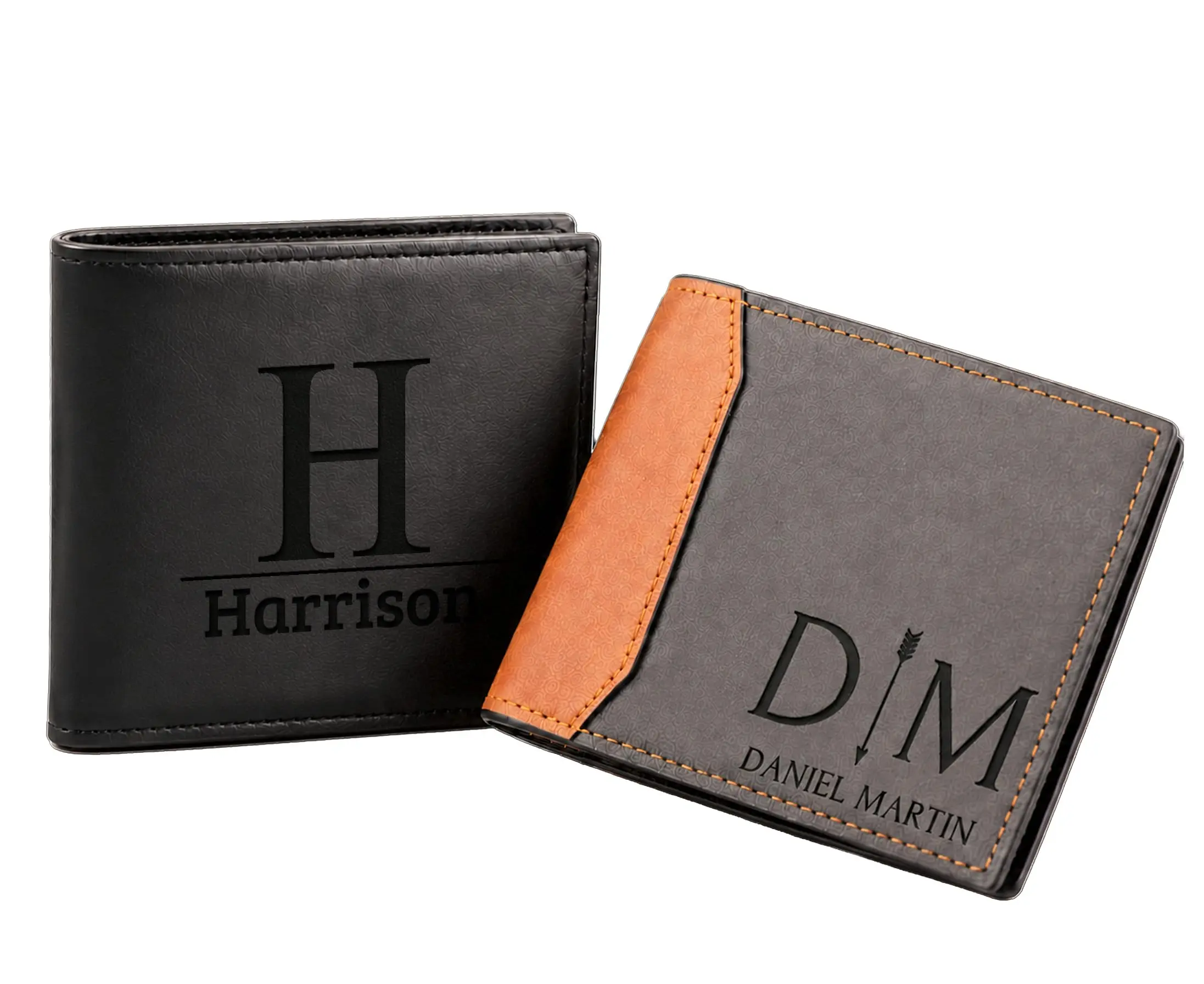 Personalized Leather Wallet for Men | Custom Engraved Gift for Dad Husband Boyfriend Grandpa | Slim Bifold | Choose Your Engraving Placement