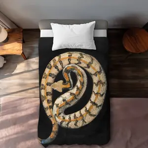 360 Stand Twin XL Duvet Cover, Breathable Microfiber Fabric, Southern Timber Rattlesnake Print Wildlife Art, Reptile Theme Home Decor for Extra Long Twin Size Beds, Graphic Duvet Covers, Lengthened Duvet Covers