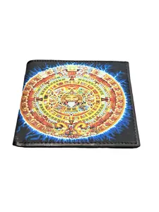 Billetera Vaquera con Calendario Azteca de Piel Men’s Western Style Leather wallet with Aztec Calendar
