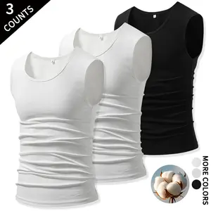 3-Pack Men’s 100% Cotton Slim Fit Sleeveless Tank Tops — Everyday Home Wear, Fitness/Workout Base Layer, Breathable Stretch, V-Neck Sweatshirt Style