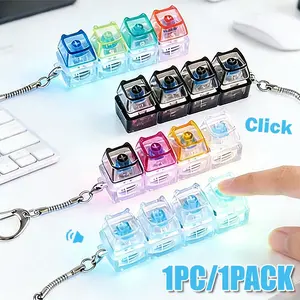 Glowing Keyboard Keychain , Light Emitting Keychain, 4-In-1 Decompression Button, Stress Relief Gift