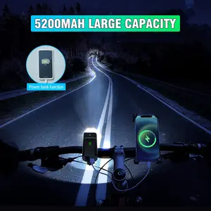 DIZOND L15 Night Cycling Bike Light - Super Bright 2000 Lumens 10 Lights (4 High Beam + 6 Low Beam) LED Bicycle Headlight 8 Modes USB Rechargeable 5200mAh Waterproof Bicycle Headlight with LCD Display/Can be used as a power bank