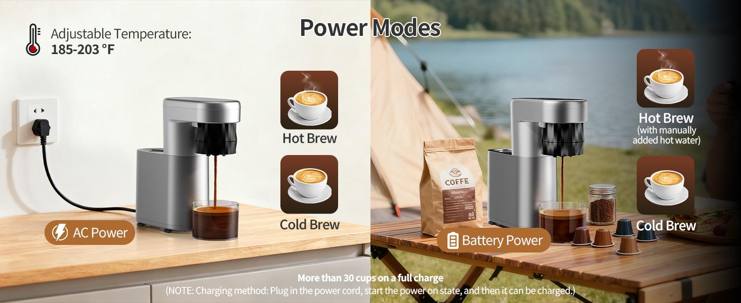 Pura Mini Single Serve Coffee Maker, Espresso Machine, AC & Battery Powered Portable for Small Spaces, 20 Bar Stable Extraction, Rich Crema, 2-in-1 Capsule & Ground, 30-Cup Cold Brew Battery, Adjustable Temp, Compact for Travel, Camping, Car, Office Pura Mini Single Serve Coffee Maker, Espresso Machine, AC & Battery Powered Portable for Small Spaces, 20 Bar Stable Extraction, Rich Crema, 2-in-1 Capsule & Ground, 30-Cup Cold Brew Battery, Adjustable Temp, Compact for Travel, Camping, Car, Office