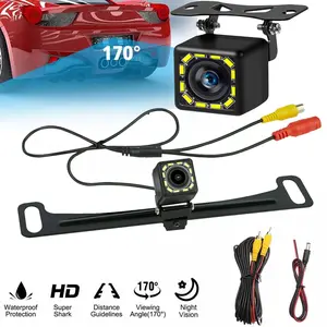 Car Backup Camera, HD Night Vision Vehicle Rear View Reverse License Plate Backup Camera, Wide Angle Waterproof Auto Front Back Up Camera