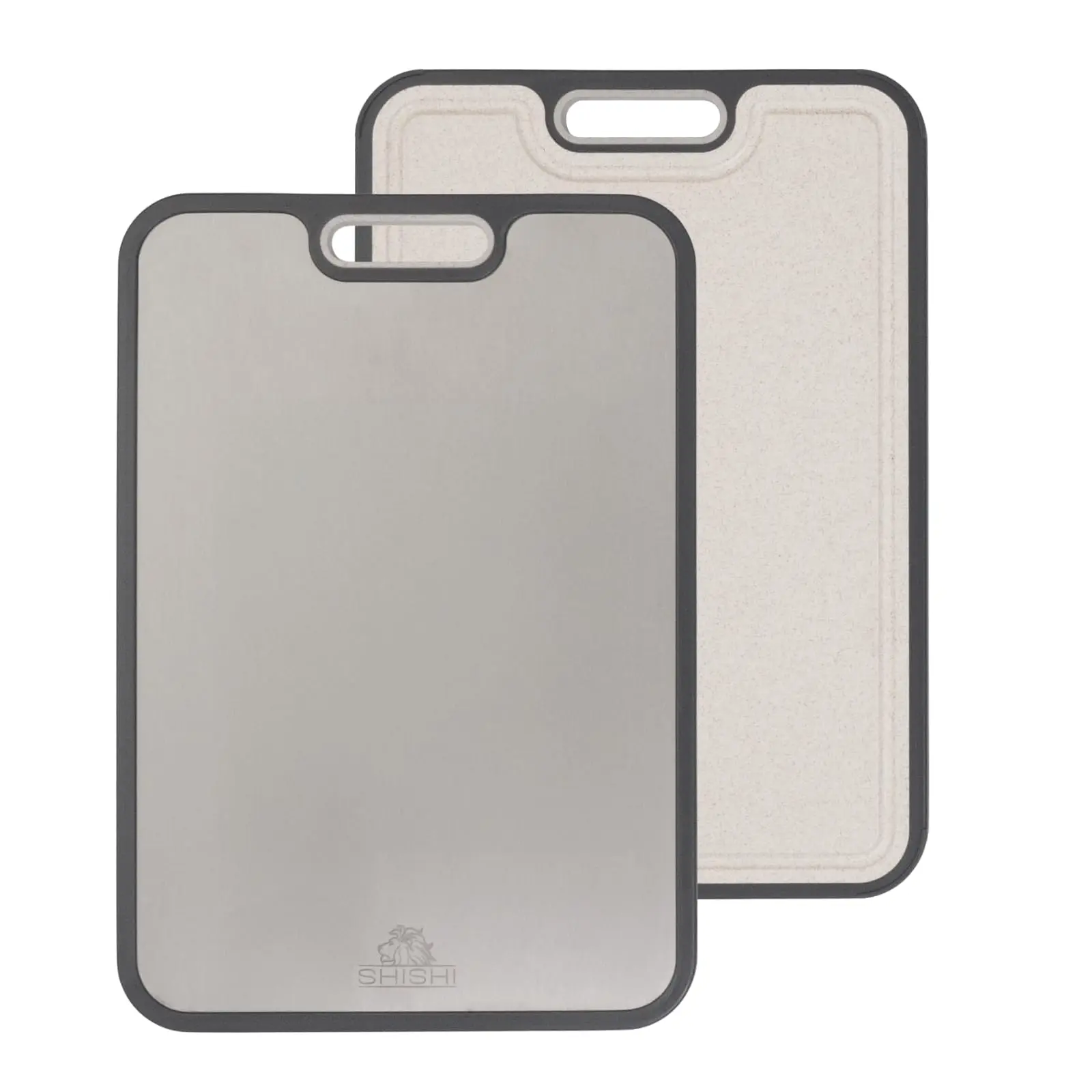 Shishi Brands Pure Titanium & Wheat Straw PP Chopping Board - 16"x11" Large Non-Slip, Non-Toxic Food Grade, Double-Sided, Easy to Clean for Garlic Prep, Silicone-Free Kitchen Cutting Board