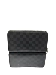 Pre-owned Canvas Clutches & Wristlets LOUIS VUITTON Zippy Wallet Vertical Damier Graphite Wallet