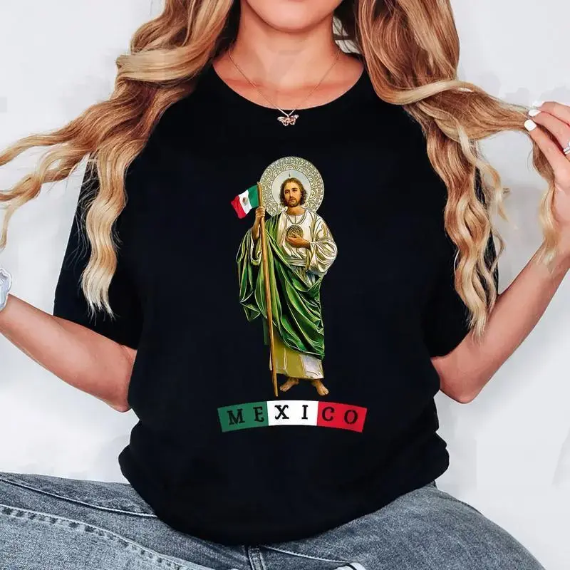 Comfortable Cotton San Judas Tadeo Mexico T Shirt Unisex Casual Short Sleeve