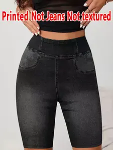 Women's Printed Skinny Leggings, Non-Denim Fabric, Tight-Fitting Design, All-Season Wear, Fashionable Bottoms for Daily Use