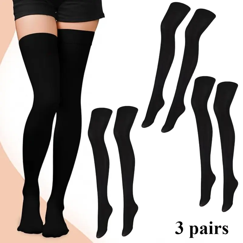 Women's Cotton-Thin Polyester Mix Casual Boot Socks Set - 3/6 Pairs, Super Soft Flexible Stretch Above Ankle Knee-High, Stripes, Dense Stitches, Elastic Cuff, Anti-Snagging, Breathable, Flat Toe Seam, for Daily Wear, Casual Socks