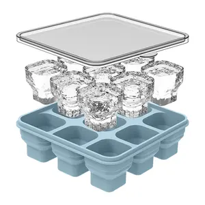 2026 New Foldable Silicone Ice Cube Trays with Lid, Trending Easy Release Food Grade Ice Maker Mold, Stackable Home Freezer Tray for Ice Cubes Ice Spheres, Kitchen Drinks Party Cocktail Accessories