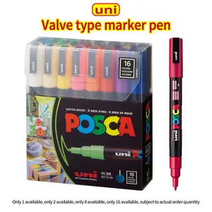 Uni PC-3m Posca Marker Set, Single Color/8 Colors/16 Colors, Acrylic Tip 0.9-1.3mm, High-Quality Japanese Stationery Art Marker Pen