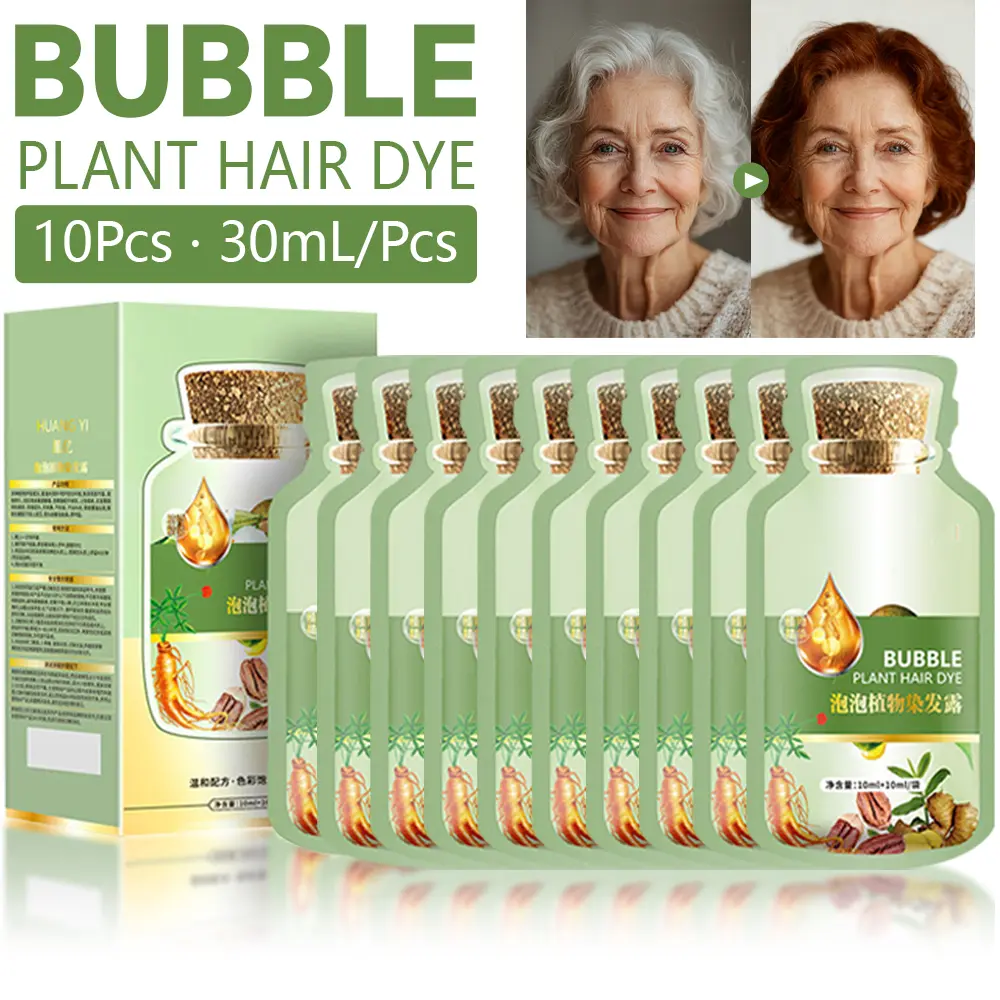 Natural Plant Hair Dye, New Botanical Bubble Hair Dye 30ml 10Packs/Box,  Chestnut Brown & Coffee Pure Plant Extract for Grey Hair Color Bubble Dye,  Color Conditioner Shampoo Gentle Gentle Hair Coloring -