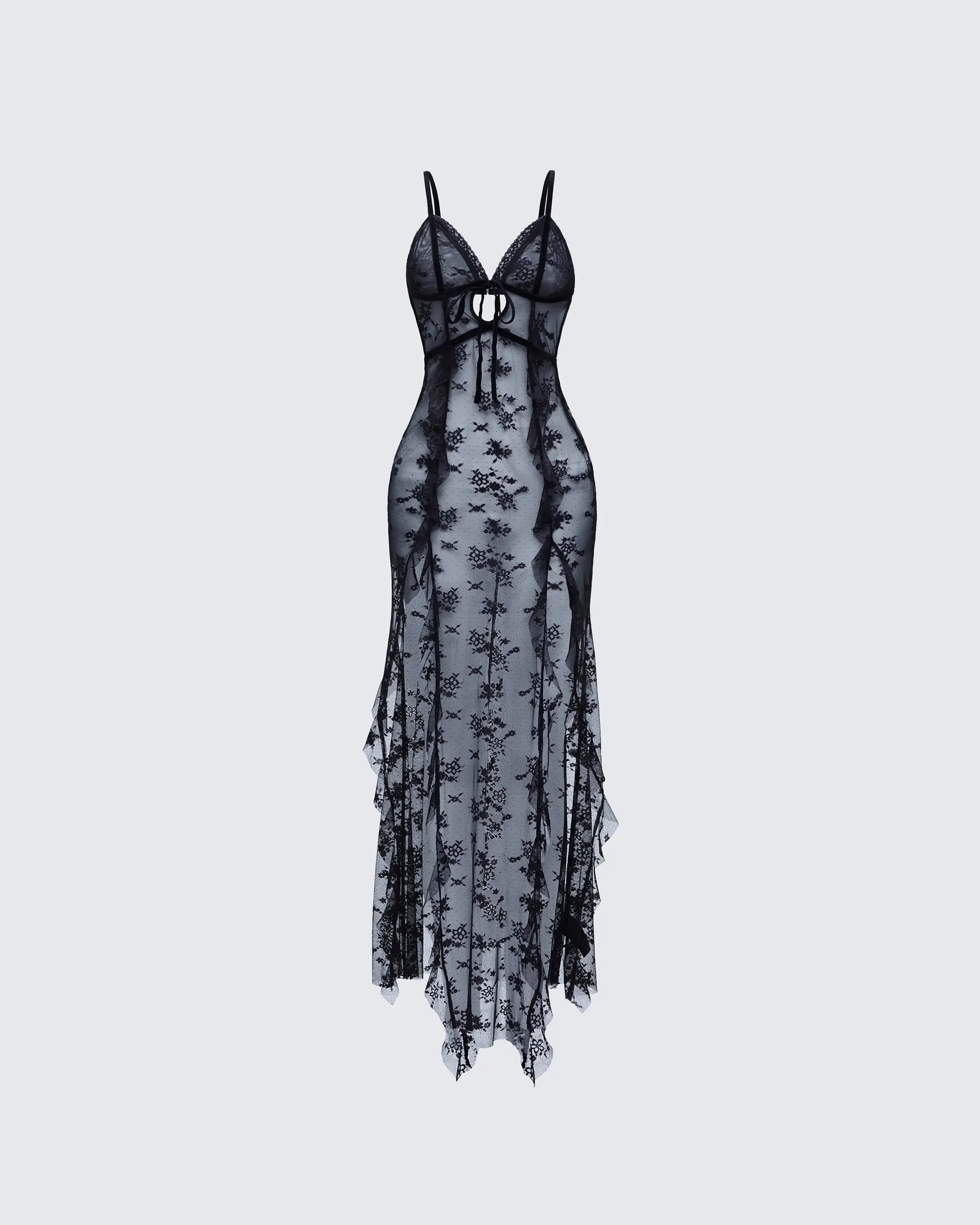 Sorelle Black Lace Maxi Dress