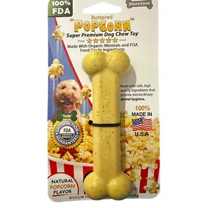 StoneBone Durable Nylon Dog Bone Chew Toy - Popcorn Flavor, Long-Lasting, Fun & Safe for Your Furry Friend