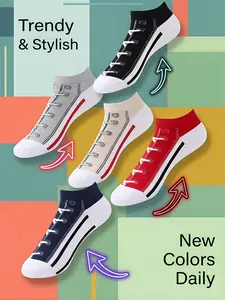 5 Pairs Funny Imitation Canvas Shoe Socks, Sock Set, Breathable and Sweat Absorbent, Casual Loose-Fitting Cartoon Pattern, All Seasons