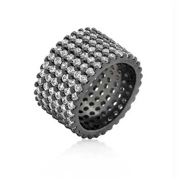 Hematite Wide Pave CZ Ring, Size : 06