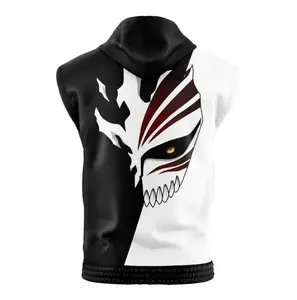 Ichigo Hollow Sleeveless Hoodies, Bleach Anime Graphic Sleeveless Sweatshirt Hoodies