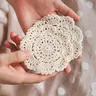 Vintage Floral Crochet Coaster, Round Coaster, 6/12pcs Crochet Hollow Out Coaster, Decorative Tableware Coaster, Coasters for Drinks, for Coffee Table, Table Top, Restaurant, Bar, Home, Residence and Kitchen Decoration
