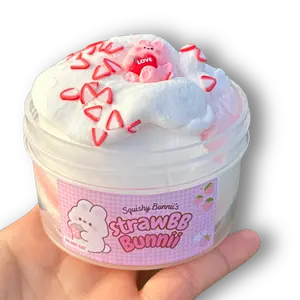 Strawbb Bunnii Slime! Butter + Jelly Slime Swirl!