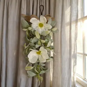 Rustic Style Artificial Flower Wreath Hanging Decor, Elegant Flower Design, Fresh Leaf Wedding Decoration, Home Wall, Doorway, Restaurant, Wedding Scene Setup