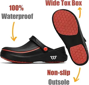 Mueller Chef Shoes wide toe chef shoes,beach shoes.Non-slip Oil Resistant Waterproof Easy to Clean Comfortable Unisex Kitchen Nursing Gardening Catering Work Slippers