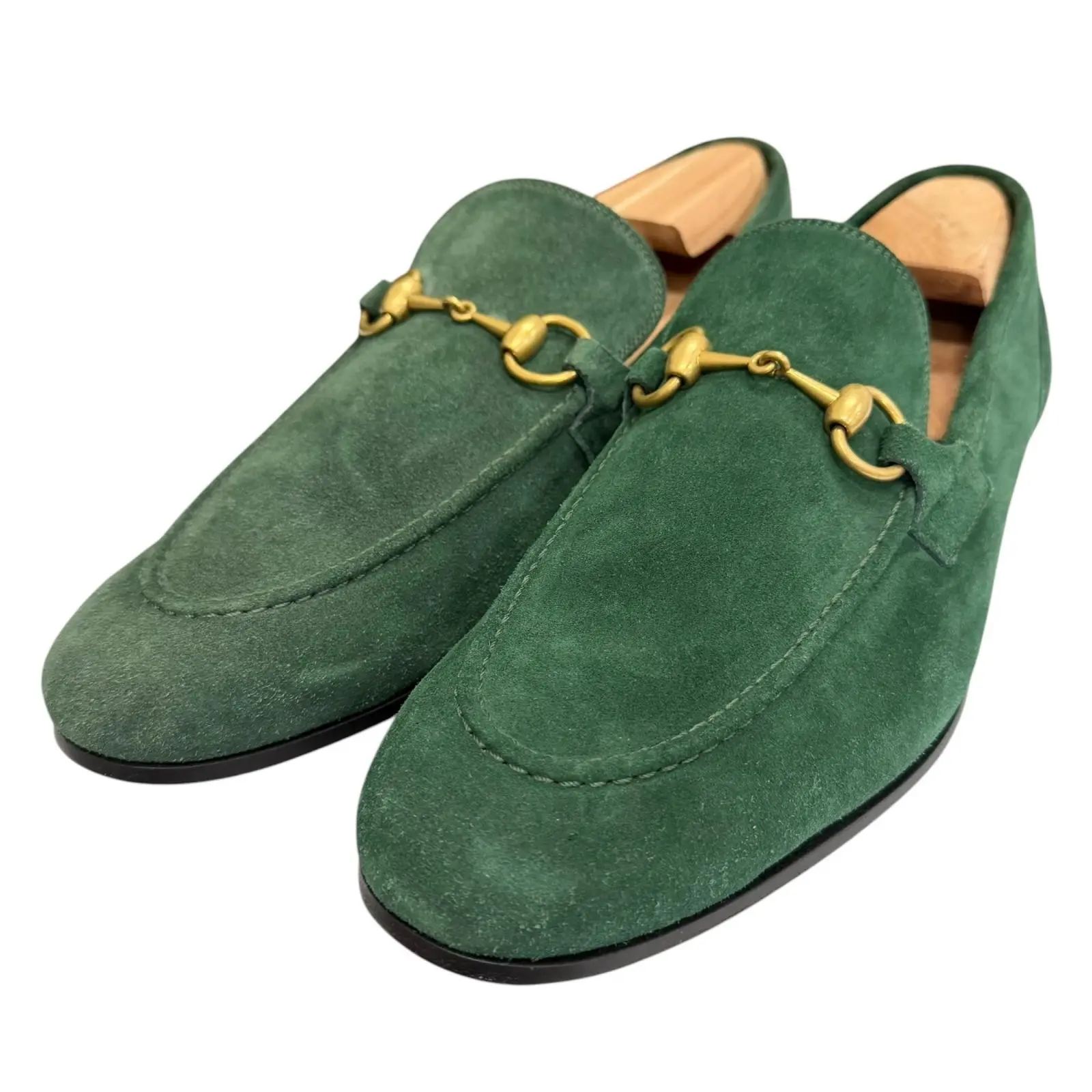 Pre-owned GUCCI Suede Small Leather Goods Horsebit Loafers