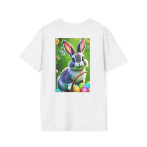 Easter Bunny Illustration T-Shirt | Bunny with Easter Eggs